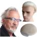 Gray white Human Hair Toupee for men NLW European human hair pieces for men Hair unit replacement System Man piece soft (White-Full Lace base) #White Full Lace