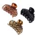 DEEKA 3 PCS 2.5 Inch Tortoise Shell Hair Claw Clips Double Row Teeth Plastic Hair Jaw Clips Hair Barrettes Thick Medium Thin Hair Clips for Women 3 Count (Pack of 1) Black/Brown/Leopard