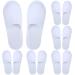 Aneco 6 Pairs Spa Slippers Disposable Closed Toe Slippers White Fluffy Guests Slippers for Home  Hotel Use