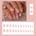 Buy Short Press on Nails - Oval Shape Pink White Gradient Coffin Glossy Full Cover Stick on Nails for Women & Girls | 24pcs Acrylic Artificial Nails - Buy Online on GoSupps.com