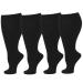 Zingo wide calf compression stockings for women and men 2 pairs of oversize extra large supporting socks stockings reduced swelling and pain for nurses running pregnancy travel flight 2025 mmHg XXX large 4 couples black