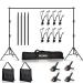 MsMk Photo Video Studio Backdrop Stand with 8 Spring & 4 Clips, 6.5ft x 10ft Adjustable Muslin Background Support System Kit with Sand Bag, Carry Bag for Photography Studio