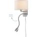 Modern Nickel Wall Lamp with Adjustable Reading Arm | White Fabric Shade | 1x E14 Max 40W | 20cm | Perfect for Home & Office - Buy Online on GoSupps.com