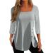 tsaChick Women's Side Button Sweatshirt Long Sleeve Square Neck Top - Black Hoodie S-XXL Gray XL - Buy Online on GoSupps.com