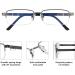Madison Avenue Half Frame Reading Glasses for Men | Metal Blue Light Filter Rectangle Readers with Spring Hinges Gray 1.5x - Buy Online on GoSupps.com