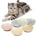 Ceramic Cat Food Bowl Set - Colorful Cat Feeding Bowls with Non Slip Mat - Wide Shallow Cat Bowl Whisker Friendly - Cat Plates - Cute Cat Dish - Microwave Dishwasher Safe - 6 Pack - 8.5 oz - 5.75 inch 6 Colors