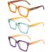 Amorays Oversize Square Reading Glasses for Men & Women - Vintage Anti-Blue Light +3.00 Lentils in Orange Green Violet | Presbyopia Readers - Buy Online on GoSupps.com