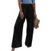 Gufesf Women's Casual Cotton Linen Palazzo Pants - Floral Beach Wide Leg Trousers with Pockets | A1-black, Large - Buy Online on GoSupps.com