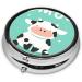 Cute Little Cow Portable Metal Pill Box | 3-Compartment Mini Organizer for Small Pills | Travel Essential | Hinged Design | Black - Buy Online on GoSupps.com