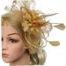 Bridal Hair Accessories Womens Mesh Ribbon Fascinator Hat Contrast Color Flower Wedding Headband Gold Hair Pins - Buy Online on GoSupps.com