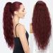 Long Braid Curly Ponytail Extensions 26in Synthetic with Drawsting Ponytail Extension Hairpiece for Women (118 Red)