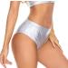 Gatielzana Metallic Booty Shorts - Shiny High Waisted Bottoms for Raves & Festivals - Small Silver - Buy Online on GoSupps.com