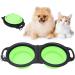 Collapsible Dog Bowls Portable Travel Pet Feeder Bowl 2 in 1 Expandable Silicone Pet Food & Water Double Bowl Cat Feeder Dish with Carabiner for Walking Travel and Outdoor Activities Green