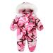 Baby Winter Suit Kids Snowsuit Boys Fleece Rompers Girls Waterproof Hooded One Piece Jumpsuit Coat Pink 2-3 Years