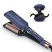 2 barrels of mermaid waves for hair 32mm curling iron large curls Parwin Pro Beauty -Hair Curler wave styler with 4 adjustable temperature immediate waves (Prussian blue)