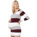 Zeta Ville Women's - Maternity Stripes Knit Jumper Dress Tunic Top V-Neck - 405c 12-14 Crimson