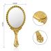 YUSONG Handheld Mirror with Handle - Travel Size Vintage Compact Mirror for Women - Gold Embossed Flower Design - Mini Makeup Mirror for Girls - Buy Online on GoSupps.com