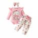 UUAISSO Baby Girls Clothes Cow Letter Print ruffled Long Sleeve Tops and Pants Infant Clothing Outfits Gifts 6-12 Months pink elephant