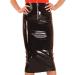 Black Sexy Long Latex Skirts - Calf Length Rubber Bottoms with Front Zipper - Red XS | International Shipping - Buy Online on GoSupps.com