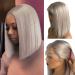 Gray Lace Front Human Hair Bob Wig - 8 Inch Brazilian Virgin Straight Hair for Women - Buy Online on GoSupps.com