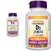 Webber Naturals Vitamin B12 5000 mcg Extra Strength Quick Dissolve 60 Tablets Supports Energy & Vitamin D3 2500 IU Extra Strength 180 Softgels For Healthy Bones Teeth Unflavored + VITAMIN 3818 60 count (Pack of 1)