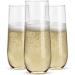 24pk Stemless Plastic Champagne Flutes - 9 Oz | Clear Plastic Wine Glasses | Shatterproof Mimosa Bar Supplies | Disposable Cocktail Glasses | New Years Eve Party Supplies 2023 Regular (24 pack)
