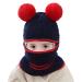 Baby Balaclava Kids Winter Warm Hat Scarf Warm Knitted Hood Hat with Double Pom Pom Design Beanie Caps for Baby Girls Boys Cute Small Bear Winter Hat B-E One Size