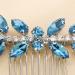 Teyglen Crystal Bride Wedding Hair Comb | Blue Rhinestone Bridal Side Comb | Dainty Hair Piece for Women | Bridal Headpiece - Buy Online on GoSupps.com