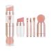 5 in 1 Makeup Brush Portable Electroplated Soft Hair Eyebrow Eyeshadow Brush for Office Lady (Electroplated Rose Gold)