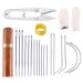 Leather Embroidery Needles with Needle Case, Including Curved Needles, Triangle Needles, Straight Needles, Thimble, Scissors, Finger Cot for Upholstery Carpet Leather Canvas Repair and Bookbinding