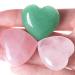 Xianvxi 1.2 "Heartstones rose quartz green Aventurin stone clear quartz healing crystals heart hate stones large gemstones set 3PC rose crystal + clear crystal + green aventurin