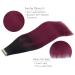 Buy 20pcs Jet Black to Burgundy Tape-In Extensions | 45cm Real Remy Hair | Silky Straight Invisible Weft - Buy Online on GoSupps.com