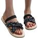 HSYHKDSY Women's Black Flat Sandals - Sparkly Glitter Summer Shoes for Holidays | Comfortable & Elegant | Size 5.5 UK - Buy Online on GoSupps.com