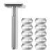 Safety razor men eco razor metal zero waste safety razor + 10 razor blades safety razor razor matt chrome silver 2