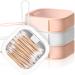 Kathfly 4 Pcs Hair Tie Organizer Portable Hair Accessory Storage Containers Stackable Hair Tie Holder Bobby Pin Holder Cotton Swab Dispenser Hair Accessories Organizer Box (Pink  White)