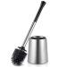 Toilet Bowl Brush Holder Set: Silicone Stainless Steel Deep Cleaning Toilet Cleaner Brush for Bathroom Restroom - Compact Modern Rv Toilet Scrubber Accessories with Caddy 1pack