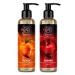 Sensual massage oil set 2x200ml - peach & cherry - body oil with almond oil grape core oil and macadamia oil - edible - of course - kissable massage oil - massage oil for couples