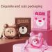 Hrtesus Bear Pink Kawaii Water Bottle with Straw and Adjustable Strap - Buy Online on GoSupps.com
