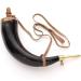 Hand-carved Windlass Gun Powder Horn with Spring Loaded Brass Dispenser and Leather Strap - Buy Online on GoSupps.com
