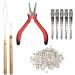 Danzix hair extension set pliers tensile hooks pearls tool set 200 pieces beige silicone-colored microring pearls 2 combs 5 pieces