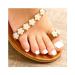 White Glossy Acrylic Fake Toenails - Short Square Full Cover False Nails (24Pcs) - Buy Online on GoSupps.com