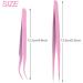 Sularpek 2 Pcs Stainless Steel Tweezers Set for Eyebrow and Eyelash, Straight and Curve Tip, Pink - Perfect for Ingrown Hair and Facial Hair Removal - Buy Online on GoSupps.com
