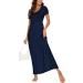 YUNDAI Women's Summer Maternity Maxi Dress with Floral Print, Short Sleeve, and Pocket - Navy Blue (Size L) - Buy Online on GoSupps.com