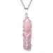 Handcrafted Crystal Pendant Spiritual Healing Crystal Necklace Pendant Chakra Necklace for Women & Men Crystal Jewellery Protection Necklace by Karma Pledge (Rose Quartz Double Point Pencil)
