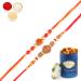 Ghasitaram Gifts Rakhi for Brother Rakhis Online - Set of 2-6074 and 6325 Om Rakhi Threads with 100 GMS of Dryfruits Mix Can