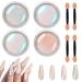 Allstarry Chrome Nail Powder Metallic Mirror Effect Pigment Chrome Iridescent Aurora Nail Glitter Mermaid Pearl Glitter Dust Kit for Gel Polish Nail Art Decoration Resin Craft- Violet Green Emerald Violet Emerald