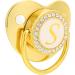 Alomejor Curved Baby Pacifier - 26 Letters Safe Materials Healthy Bling with Clips | 6-18 Months | Golden Color - Buy Online on GoSupps.com