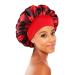 Women Satin Bonnet Cap Night Sleep Hair Protect Head Cover Wide Band Adjust Hats  Wide Band Satin Bonnet Cap Comfortable Night Sleep(Red)
