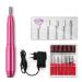 Portable Nail Drill for Acrylic Nails Professional Electric Nail E-File Set Electronic Nail Buffer Kit with 12 Nail Drill Bits Nail Buffer Manicure Pedicure Polishing T Red
