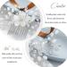 Silver Rhinestone Bride Wedding Hair Comb with Pearls - Bridal Hairpiece for Women and Girls - Buy Online on GoSupps.com